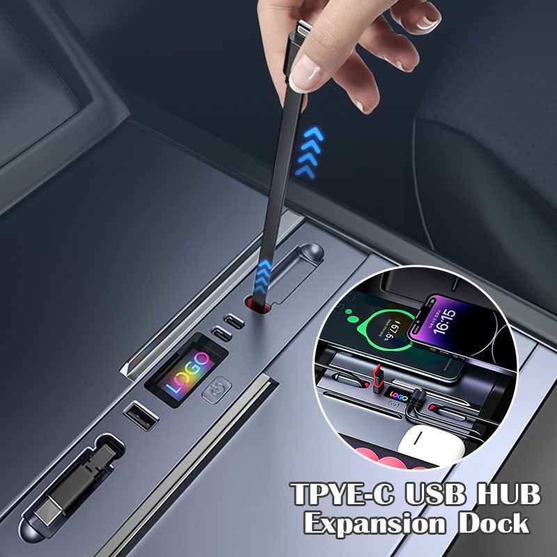Controller Adapter Usb - อะแดปเตอร์ในรถยนต์แบบพับเก็บได้ 45W พร้อมระบบชาร์จเร็วแบบควบคุมกลาง TPYE-C USB HUB