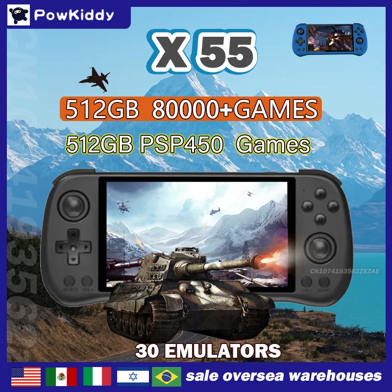 Retro Gaming Gif - 80000 เกม 512G POWKIDDY X55 5.5