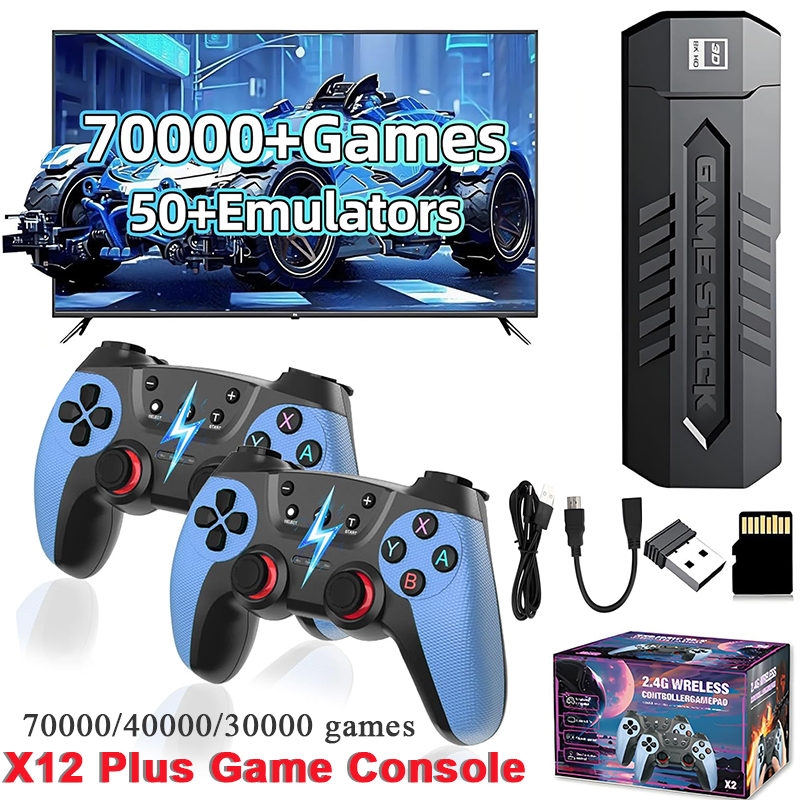 Retro Gaming Gif - X2 รีโทรเกมสติ๊ก 128GB 70000/30000+ เกมไร้สายคอนโทรลทีวีคอนโซลวิดีโอเกมพกพาสำหรับ PS1/N64/GBA