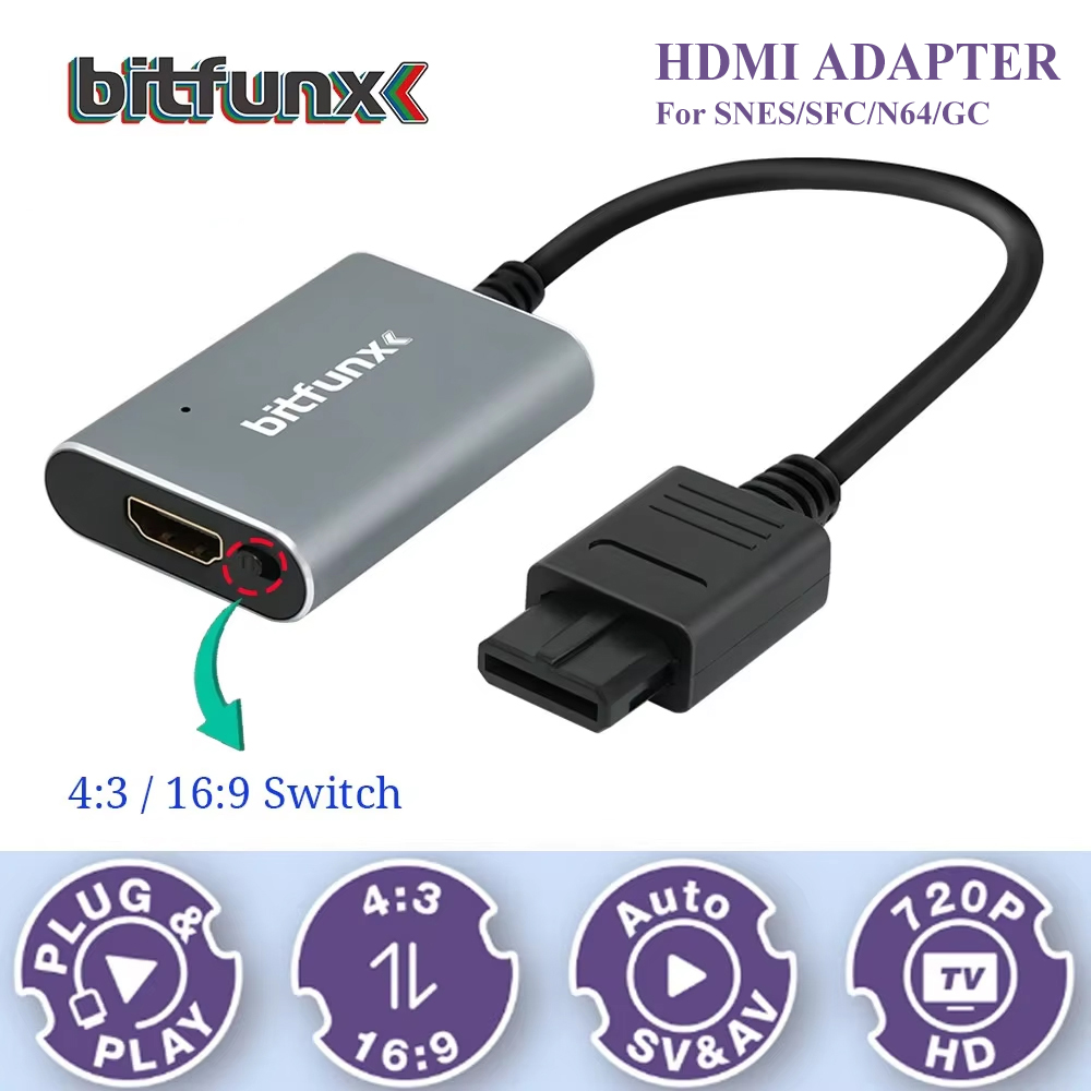 Retro Gaming Room - Bitfunx 720P Svideo/AV ไปยังอะแดปเตอร์ HDMI ตัวแปลงวิดีโอ