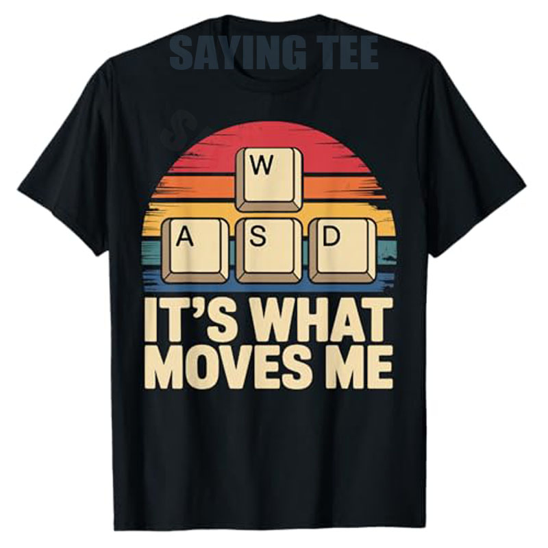 Retro Gaming Gifts For Men - เสื้อยืดลายกราฟิกเกมเมอร์ยุค Y2K สไตล์เรโทร WASD ดีไซน์ตลกสำหรับคนรักวิดีโอเกม แขนสั้น