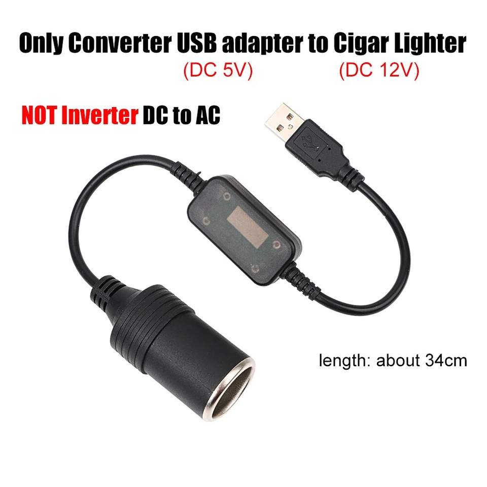 Controller Adapter Usb - ตัวแปลง USB ชายเป็นหญิง 5V 2A, อะแดปเตอร์ช่องจุดบุหรี่ในรถยนต์