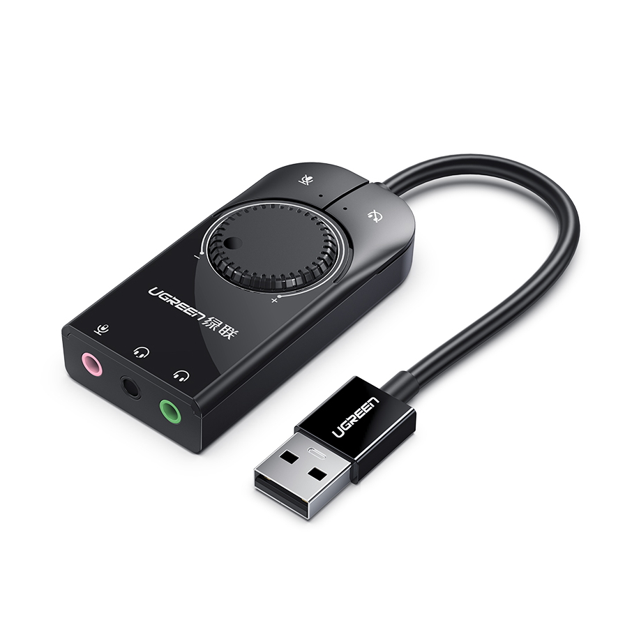 Controller Adapter Usb - การ์ดเสียง USB UGREEN การ์ดเสียงภายนอกพร้อมปุ่มควบคุมเสียง USB เป็นแจ็ค