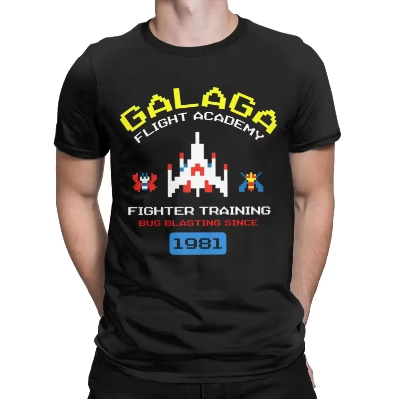 Retro Gaming Gifts For Men - เสื้อยืดลายเกม Galaga สไตล์เรโทร ยุค 80s แนวอินเวเดอร์