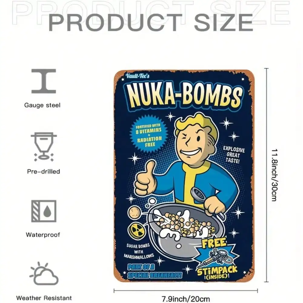 ป้ายโลหะ Vault-Tec Nuka-Bombs  - Retro Gaming Vault บทวิจารณ์และราคา